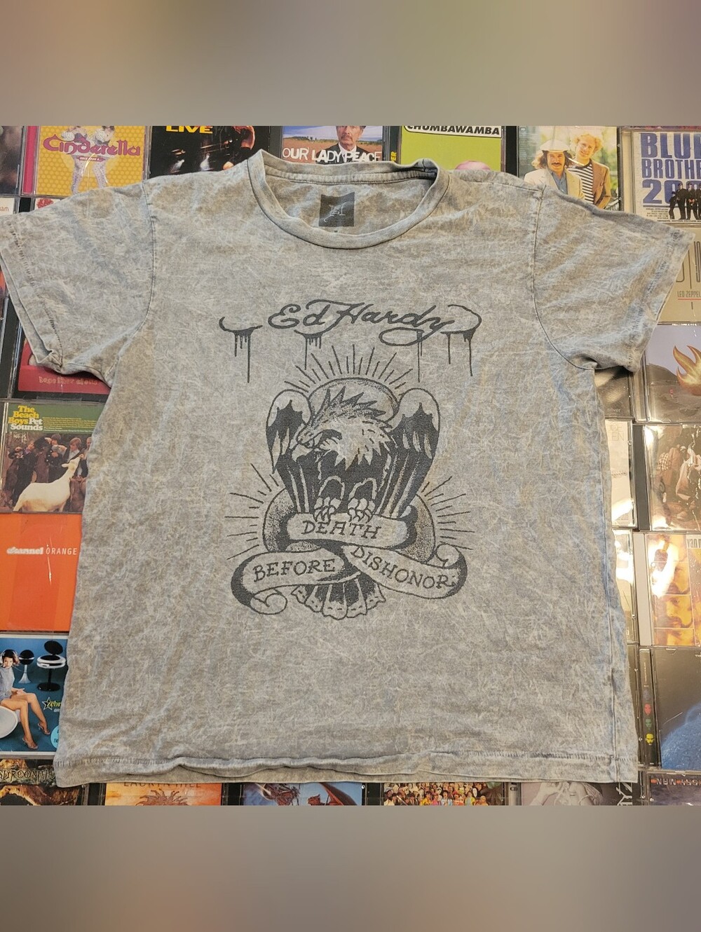 Ed Hardy Gray Graphic Eagle Tee